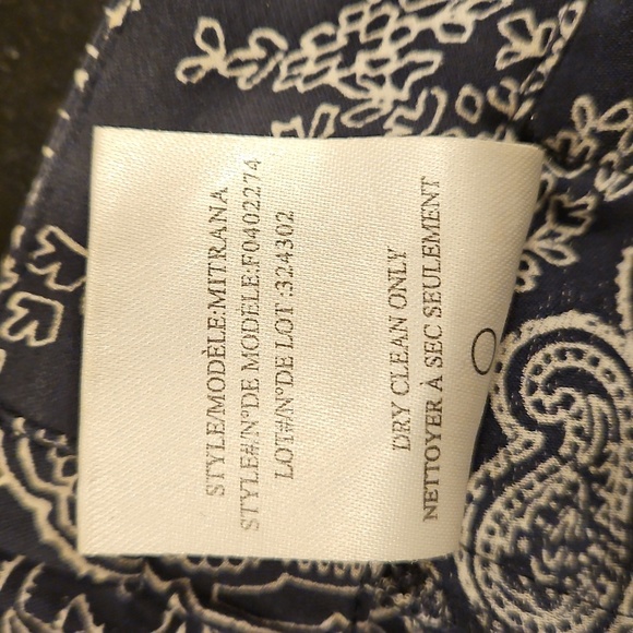 THEORY Mitrana Georgette Wide Leg Pant ~ 100% Silk Navy Blue Paisley Print Large - Picture 15 of 15